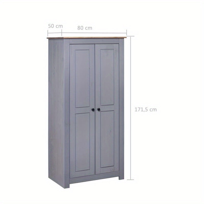 Kast – Garderobekast – Opbergkast – Dressoirkast – Kledingkast – Grijs – Massief Grenenhout – 80x50x171,5 cm – Stevig & Duurzaam