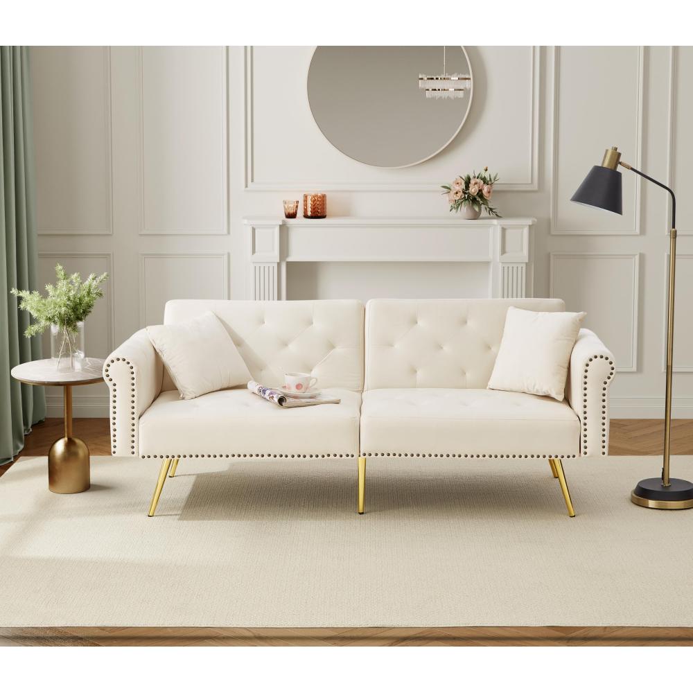 This Modern Velvet Two-Person Sofa Bed Comes with a Backrest That Can Be Adjusted to Three Different Positions. Its Chic Design Not Only Provides Sleeping Options But Also Maximizes Space And Supports a Strong Weight Limit, M