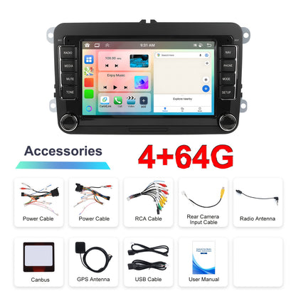 Car Multimedia Systeem – Auto Radio – Double Din Stereo – Android Headunit – Navigatiesysteem – 7 Inch HD Touchscreen – Android 15 OS – Wireless CarPlay & Android Auto – 6GB RAM 128GB Opslag