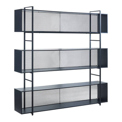 Boekenkast – Vakkenkast – Opbergkast – Open Kast – Wandrek – Zwart Metalen Frame – 3 Ruime Vakken – 180x180x33 cm