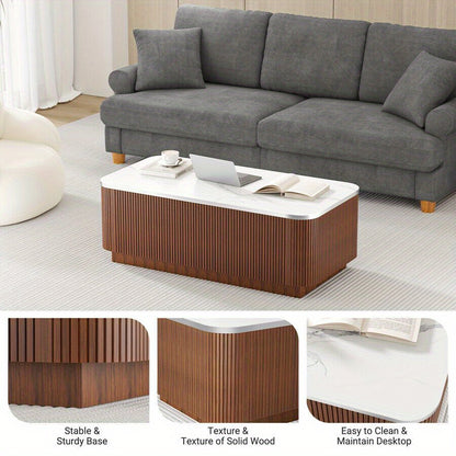 Salontafel – Koffietafel – Tafel – Opbergtafel – Woonkamertafel – Walnootafwerking – Push-to-Open Deuren – Ruime Opbergruimte – Mid Century Modern Design