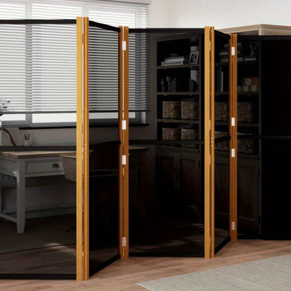 Kamerscheider – Ruimteverdeler – Scheidingswand – Kamerverdeler – 6 Panelen Zwart – 420x180 cm – Hout – Flexibel & Duurzaam