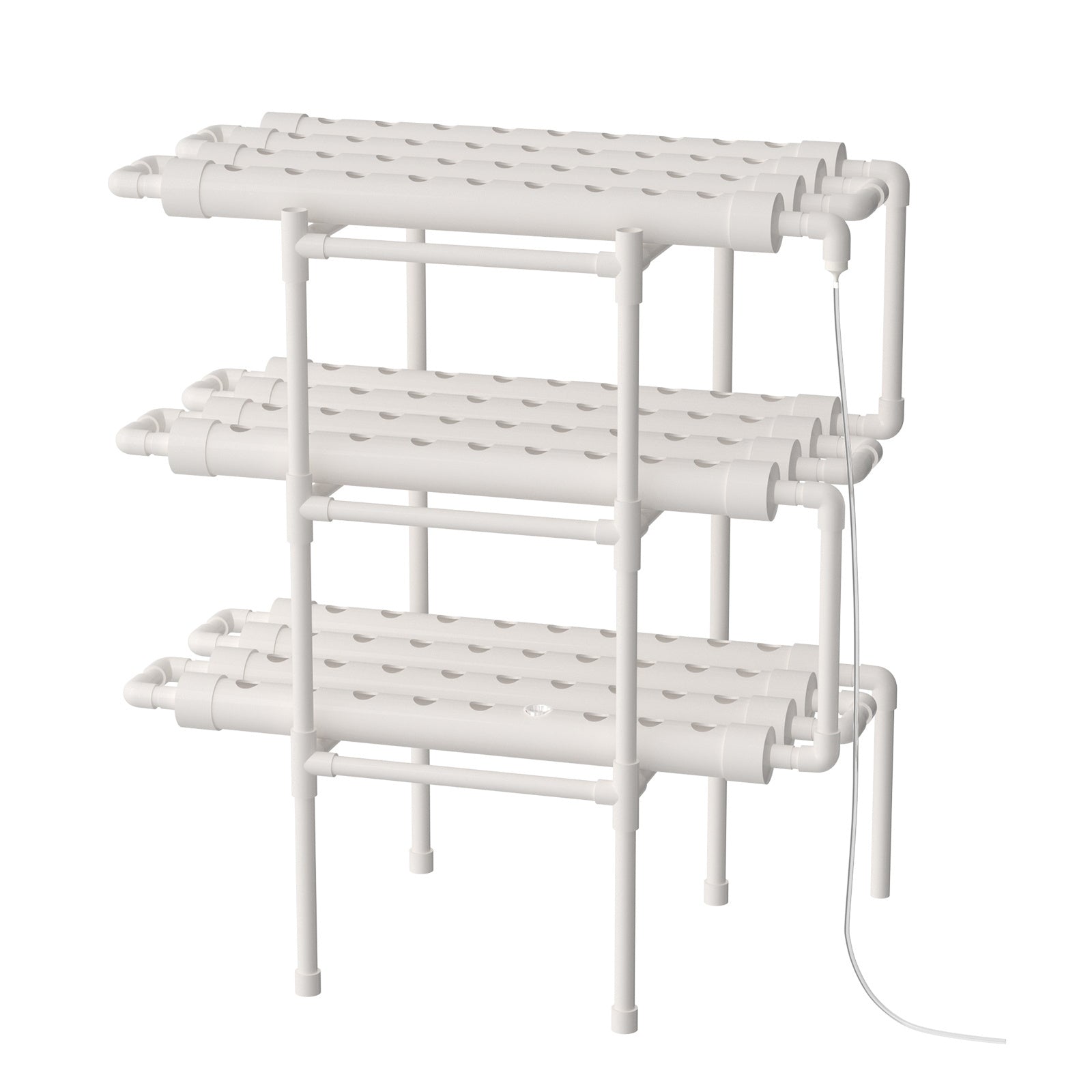 Hydroponicsysteem – Hydrocultuursysteem – Kweekset – Plantenbak – Hydrocultuur Rek – 108 Plantplaatsen – 3 Lagen – Duurzaam Metalen Frame – Inclusief Waterpomp en Plantmandjes - QUORE