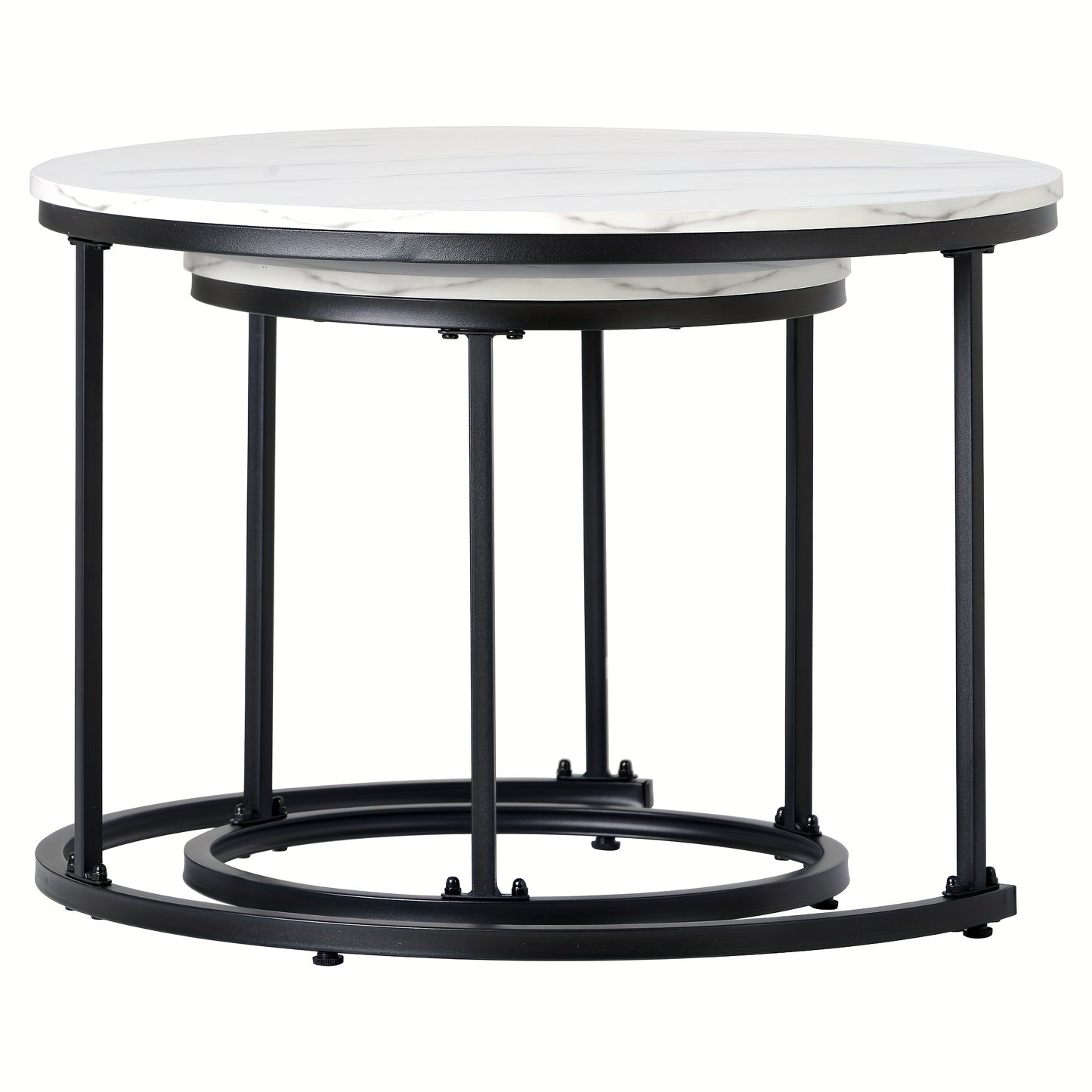 Bijzettafel – Salontafel – Zijkastje – Banktafel – Tafeltje – Set van 2 Ronde Tafels – Nestbaar – MDF/Hout Hoogwaardige Materialen