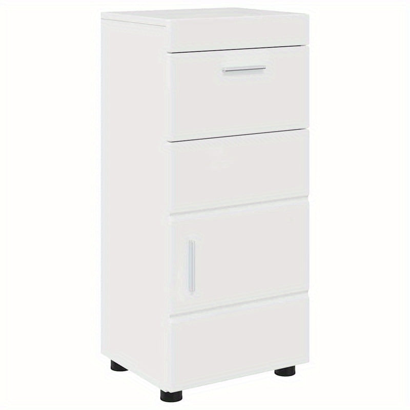 Hoogglans Witte Badkamerkast – Badmeubel – Opbergkast – Badkamerkastje – Kastje – Compact Formaat 37x31,5x82 cm – Duurzaam Verwerkt Hout
