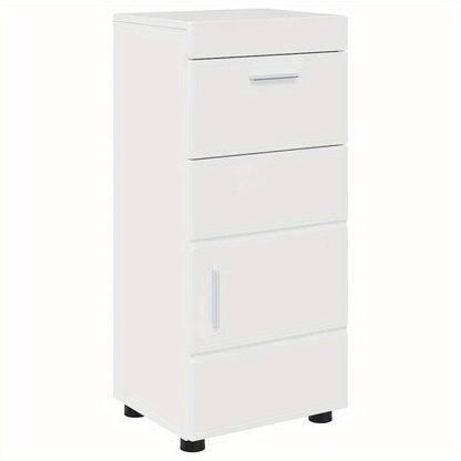 Hoogglans Witte Badkamerkast – Badmeubel – Opbergkast – Badkamerkastje – Kastje – Compact Formaat 37x31,5x82 cm – Duurzaam Verwerkt Hout