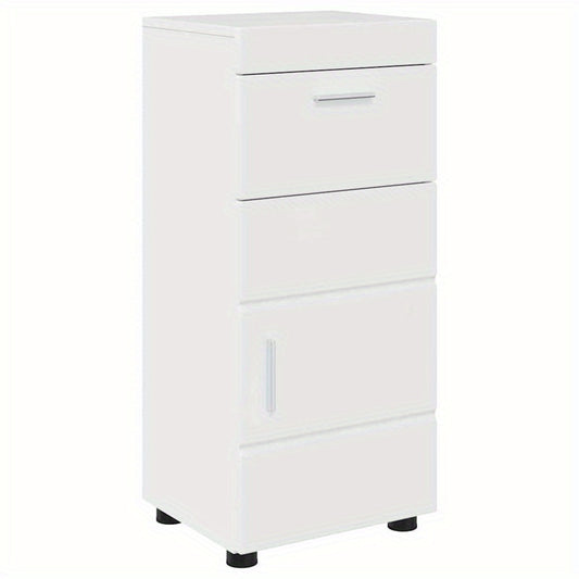 Hoogglans Witte Badkamerkast – Badmeubel – Opbergkast – Badkamerkastje – Kastje – Compact Formaat 37x31,5x82 cm – Duurzaam Verwerkt Hout