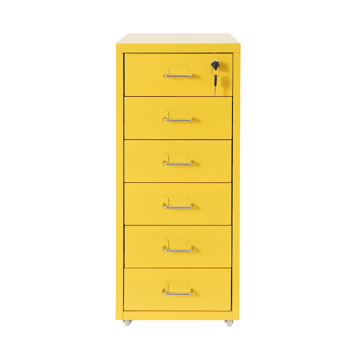 Ladekast Kantoor – Ladeblok Bureau – Opbergkast Schuifladen – Archiefkast Metal – 6 Lades Met Slot – Compact 28x41x69 cm – Koudgewalst Staal Met Wielen