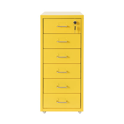 Ladekast Kantoor – Ladeblok Bureau – Opbergkast Schuifladen – Archiefkast Metal – 6 Lades Met Slot – Compact 28x41x69 cm – Koudgewalst Staal Met Wielen