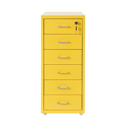 Ladekast Kantoor – Ladeblok Bureau – Opbergkast Schuifladen – Archiefkast Metal – 6 Lades Met Slot – Compact 28x41x69 cm – Koudgewalst Staal Met Wielen
