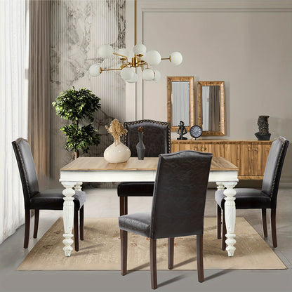 Eetkamerstoel – Stoel – Dining Chair – Zitstoel – Terrasstoel – Set Van 2 – Beige – Krasbestendig – Comfortabel Katoenen Zitvlak