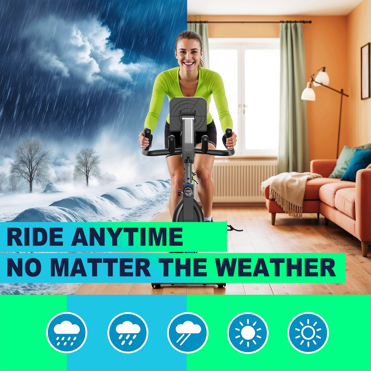 Magnetic Resistance Exercise Bike for Home, Fully Adjustable Ergometer, Quiet Indoor Bike with RPM Display, Large Tablet Holder, 150KG Capacity