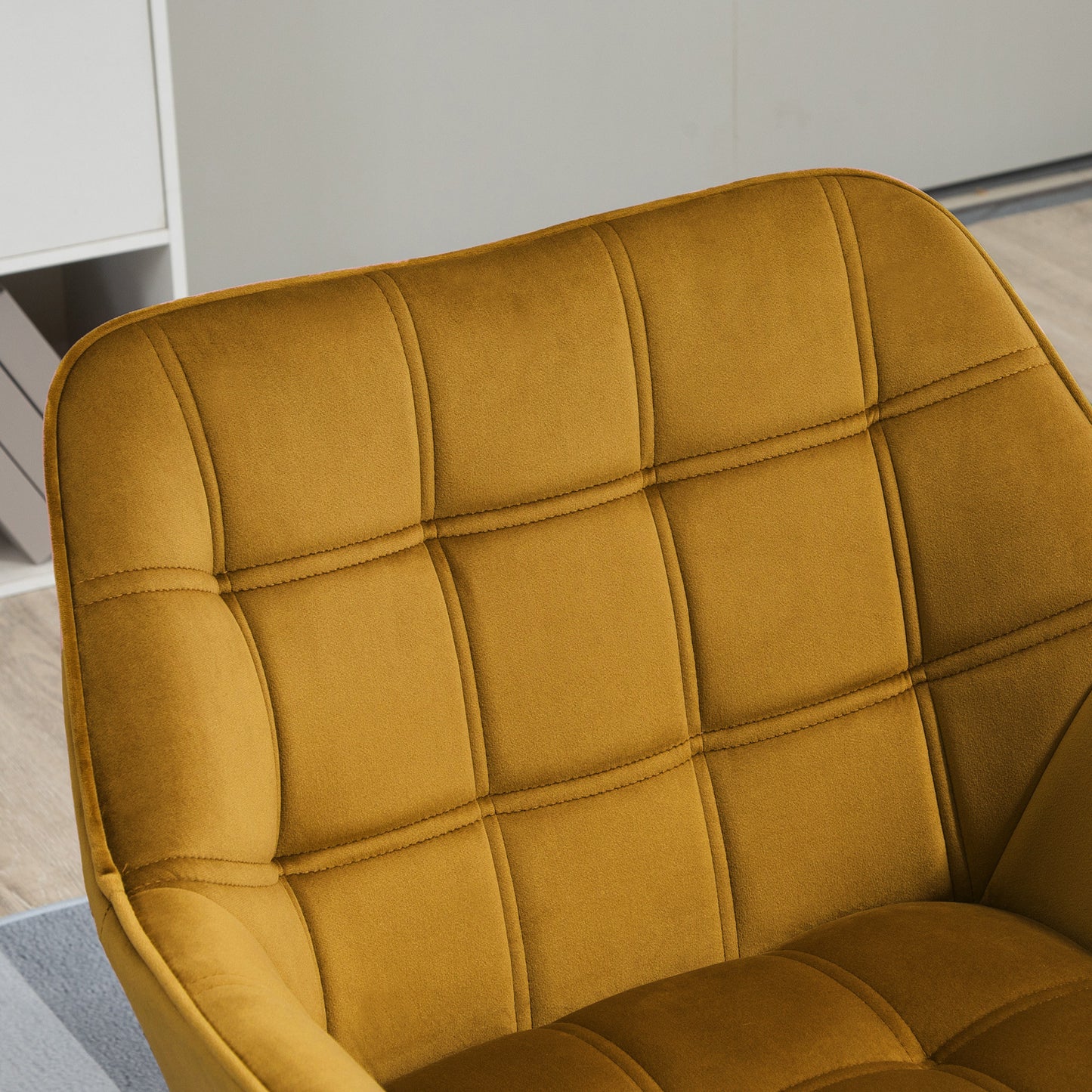 Fauteuil – Accentstoel – Scandinavische Stoel – Loungestoel – Armstoel – Fluweelstof – Rubberhout Poten – Geschikt Tot 120 Kg – Geel