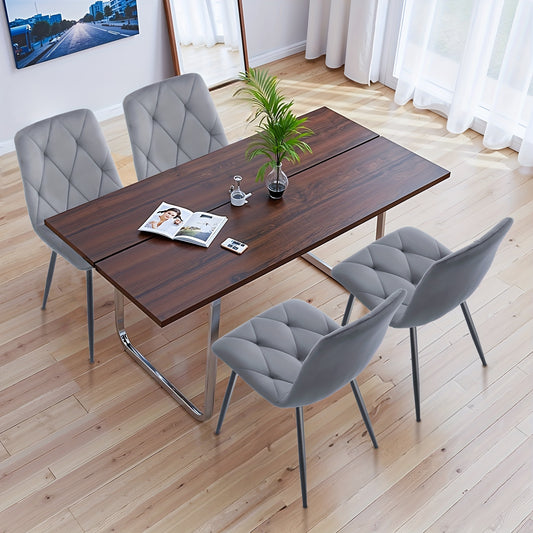 Eetkamerstoelen – Stoelen – Kuipstoelen – Keukenstoelen – Woonkamerstoelen – Fluwelen Bekleding – Stevige Metalen Poten – Hoge Rugleuning – Set van 4 – 84x44x38 cm