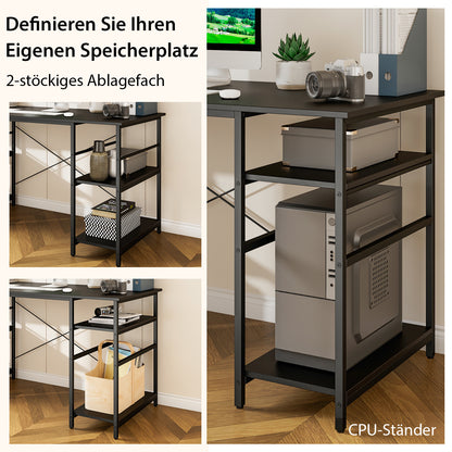 L-vormig Bureau – Hoekbureau – Gamersbureau – Computerbureau – Bureau Met Opbergruimte – Omkeerbaar Ontwerp – 151 x 151 x 75 cm – Zwart