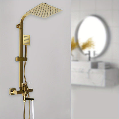 Doucheset – Douchekraan – Regendouche – Stortdouche – Handdouche – Verstelbare Hoogte 85-124 cm – Messing Gouden Afwerking