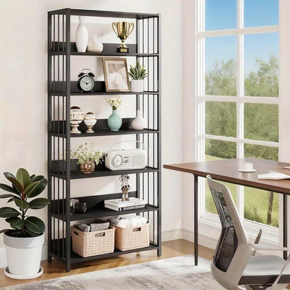 Metalen Boekenkast – Boekenkast – Boekenrek – Opbergkast – Wandrek – 6-laags – Zwart Metaal – Compact 70x30x180 cm – Draagvermogen 50 kg per Plank