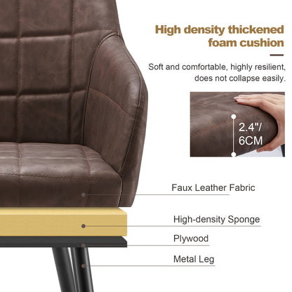 Eetkamerstoel – Stoel – Kuipstoel – Fauteuil – Keukenstoel – Donkergrijs Kunstleer – Memory Foam Zitting – Metalen Poten