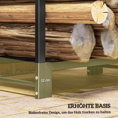 Brandhoutstandaard – Houtopslag – Houtrek – Haardhouthouder – Houtbok – Zwart – Roestvrij Stalen Frame – Draagvermogen 200 kg – 123x32x115 cm