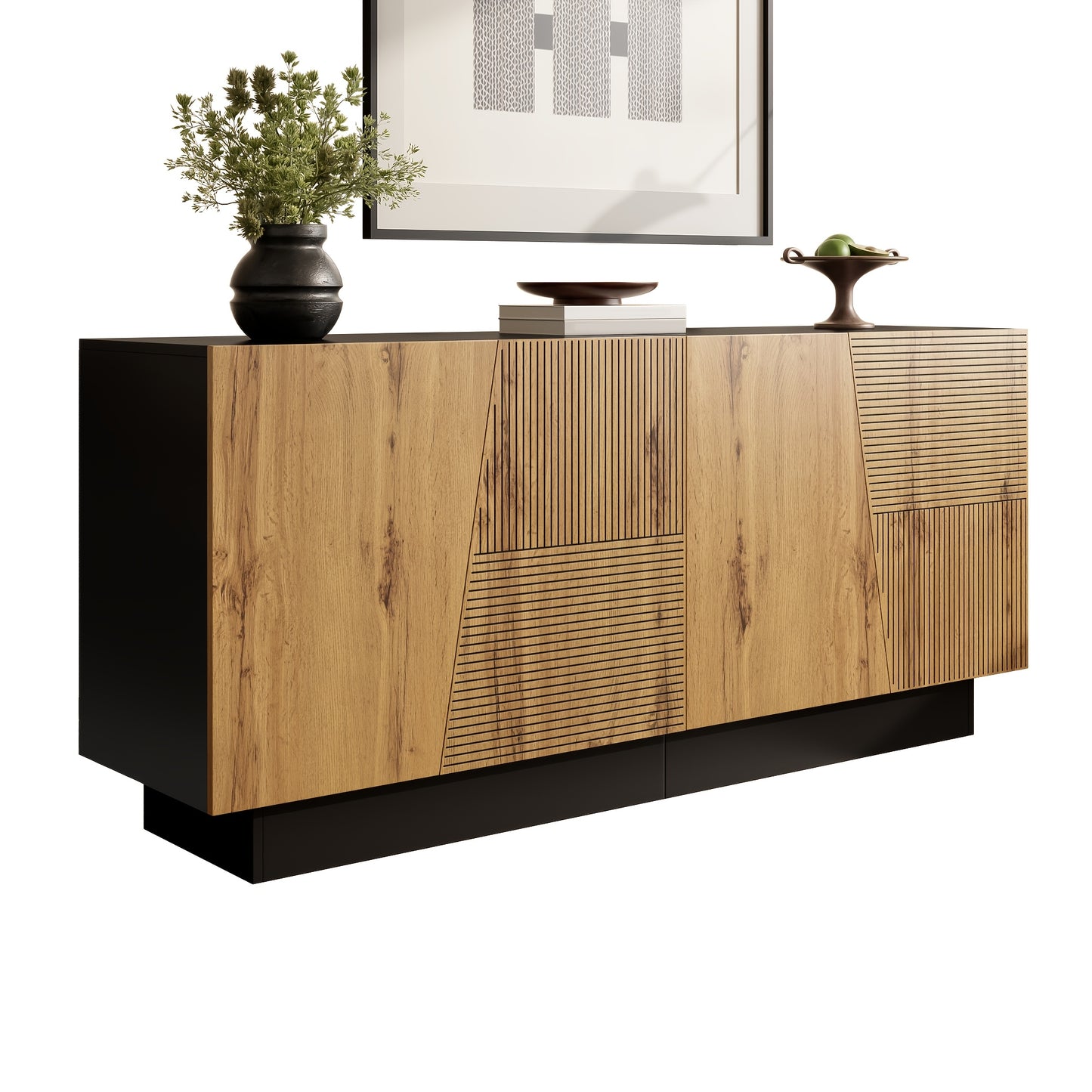 Modern Large 160cm Freestanding Storage Cabinet - Adjustable Shelf Cabinet with Ample Space, Wood Tone (Non-Wood), Easy Assembly Suitable for, Dining Room, Hallway - Contemporary & Classic Design