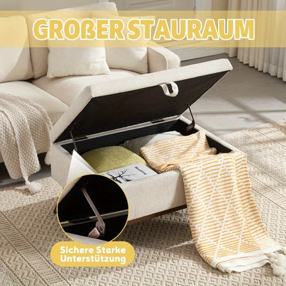 Vierkante Salontafel Met Opbergruimte – Koffietafel Bankje – Opberg Ottoman – Schoenenbank – Voetenbank – Metalen Frame – 68,58 cm Hoog – 3,2 Cu Ft Capaciteit