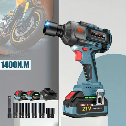 21V Draadloze Elektrische Momentsleutel – Elektrische Slagschroevendraaier – Accu Momentsleutel – Draadloze Momentsleutel – Auto Momentsleutel – Brushless Motor – 4000mAh Lithium-ion Accu – Blauw