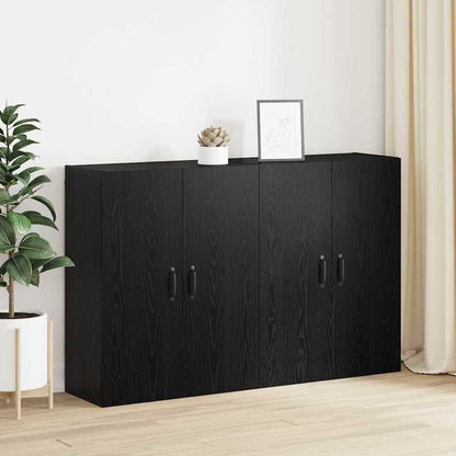 Wandkast – Wandkastje – Muurkast – Opbergkast – Opbergmeubel – Zwart Eikenhout – 2 Stuks – 69,5x34x90 cm – Stevig En Duurzaam