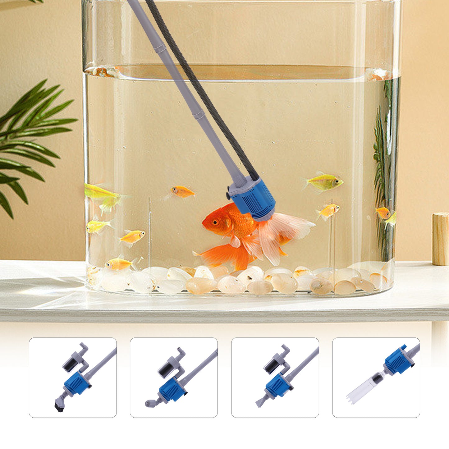 Automatische Aquarium Grindreiniger – Aquarium Grinder – Viskom Reiniger – Aquarium Bodem Cleaner – Sifon Systeem – Draadloos Elektrisch – Timerfunctie – Duurzaam Kunststof – Zuignap Bevestiging – Zoet- en Zoutwater Compatibel