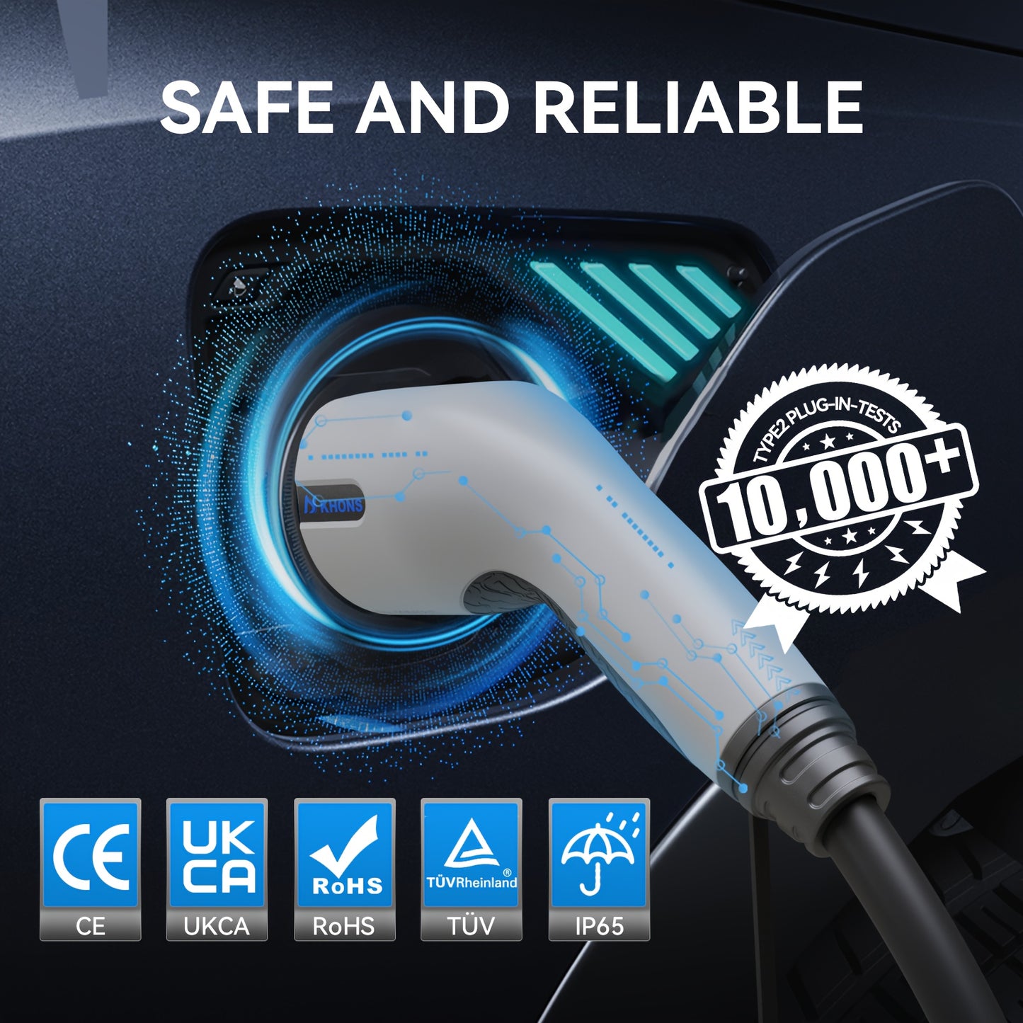 Elektrische Auto Lader – EV Lader – Mobiele Thuislader – Laadkabel – Laadstation – 11 KW 3-Fase – Inclusief 16A Schuko Adapter