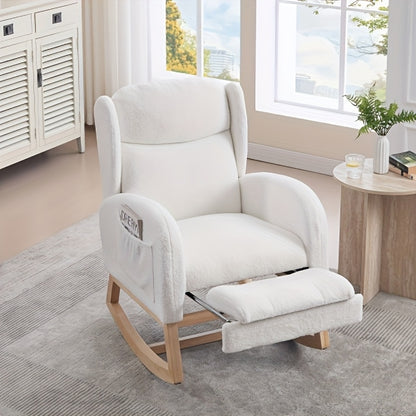 Fauteuil – Relaxstoel – Loungestoel – Accentstoel – Relaxfauteuil – Wit – Katoenen Bekleding – Handmatig Verstelbare Rugleuning – Stevige Basis Voor Harde Vloeren