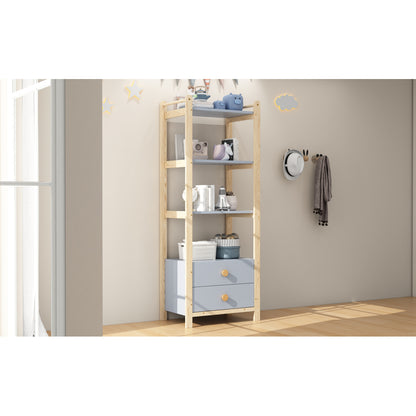 Boekenkast – Boekenrek – Opbergkast – Vakkenkast – Stellingkast – 4 Planken en 2 Laden – 70x44x180 cm – Stevig Metaal en Minimalistisch Design