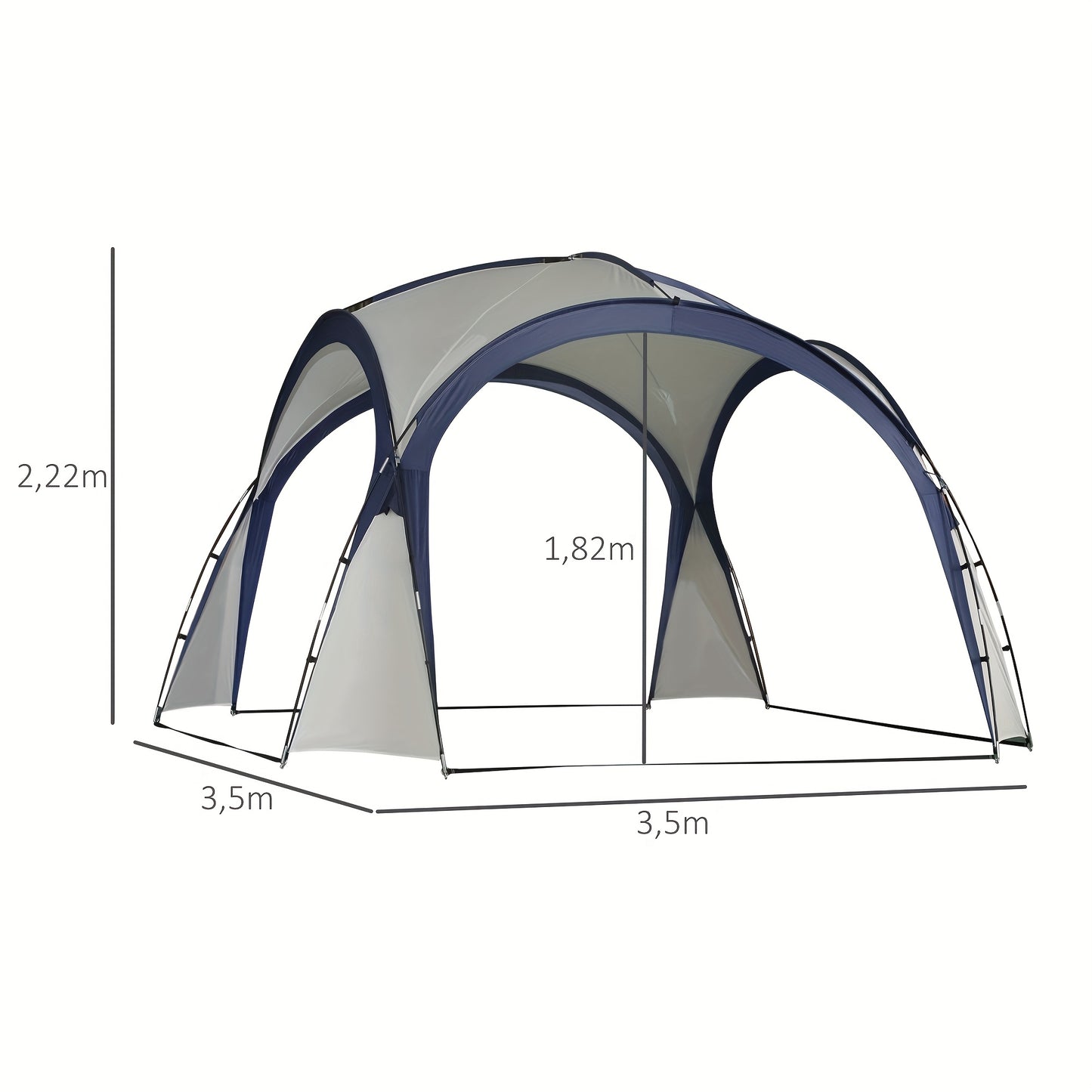 Outdoor Tent – Camping Tent – Garden Tent – Big Tent – Party Tent – Glasvezel Stokken – Polyestervezel – Crèmekleurig Met Blauw