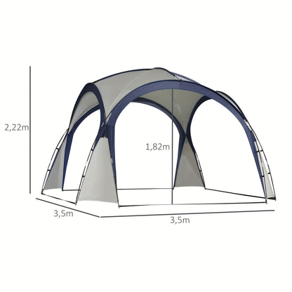 Outdoor Tent – Camping Tent – Garden Tent – Big Tent – Party Tent – Glasvezel Stokken – Polyestervezel – Crèmekleurig Met Blauw