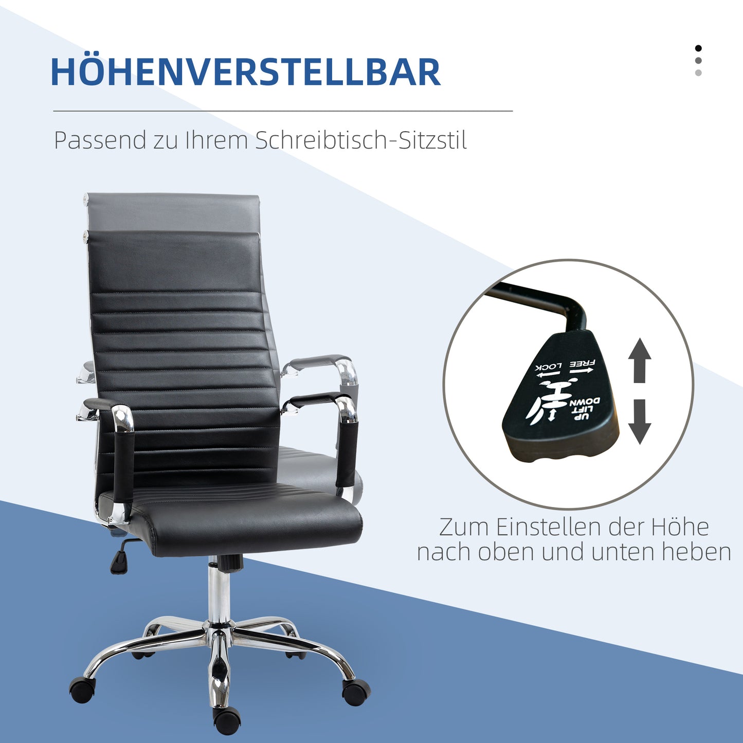 Bureaustoel – Office Chair – Kantoorstoel – Draaistoel – Ergonomische Stoel – Verstelbare Zithoogte – PU Kunstleer Met Foam Vulling