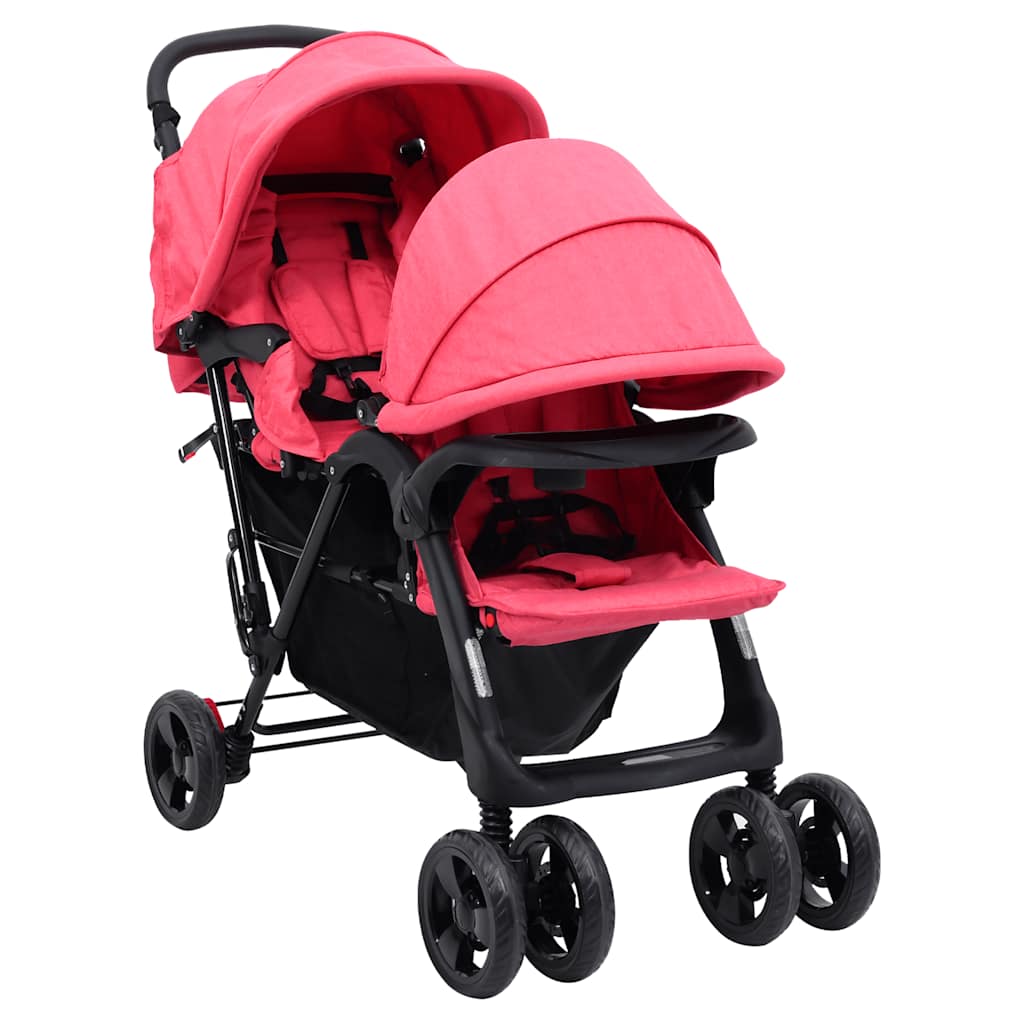 Tandem Buggy – Duo Buggy – Tweelingwagen – Dubbele Kinderwagen – Duo Kinderwagen – Stalen Frame – Inklapbaar