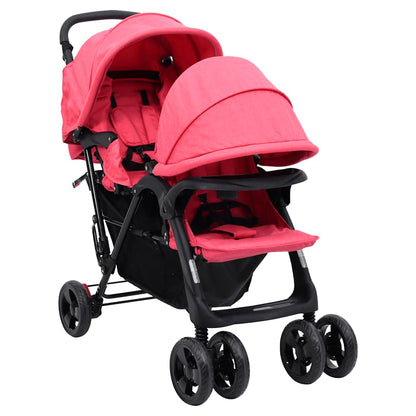 Tandem Buggy – Duo Buggy – Tweelingwagen – Dubbele Kinderwagen – Duo Kinderwagen – Stalen Frame – Inklapbaar