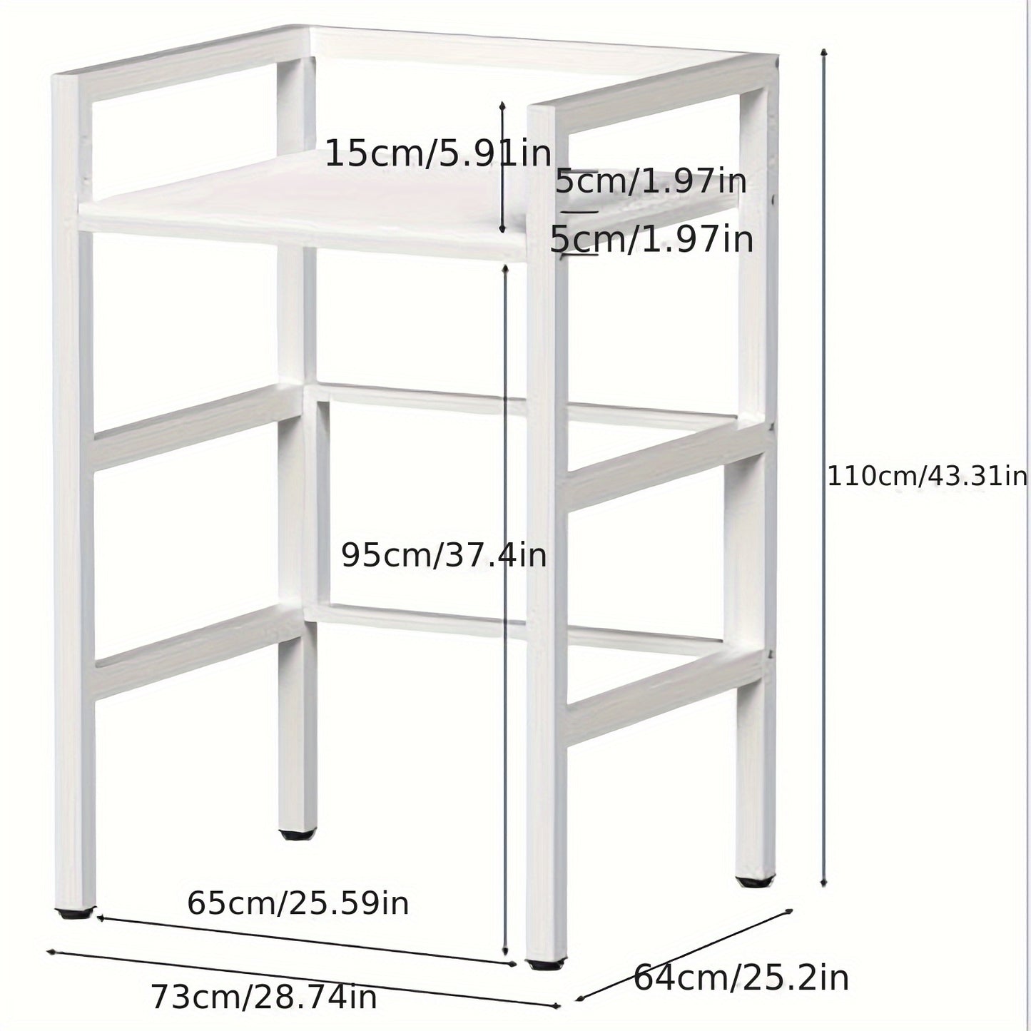 Washing Machine Shelf, Toilet Shelf Over Washing Machine Toilet, Washing Machine Cabinet with Shelves, Overmount Cabinet, Toilet Cabinet, Towel Rail, Metal Material, 73 X 64 X 110cm, White