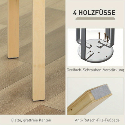 Krukjes – Stoeltjes – Bijzetkrukjes – Zitkrukjes – Eetkamerkrukken – Set Van 4 – Stapelbaar – Linnen Look Met Stoffering – Crème Wit