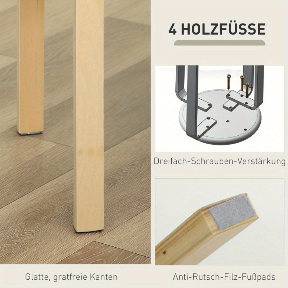 Krukjes – Eetkamerkrukjes – Keukenkrukjes – Zitkrukjes – Stapelbare Krukken – Gestoffeerd Linnenlook – Set Van 4 Creme Wit