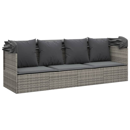 Loungebed – Tuinbed – Balkonbed – Relaxbed – Poly Rattan – Verstelbare Zonwering – Comfortabele Kussens