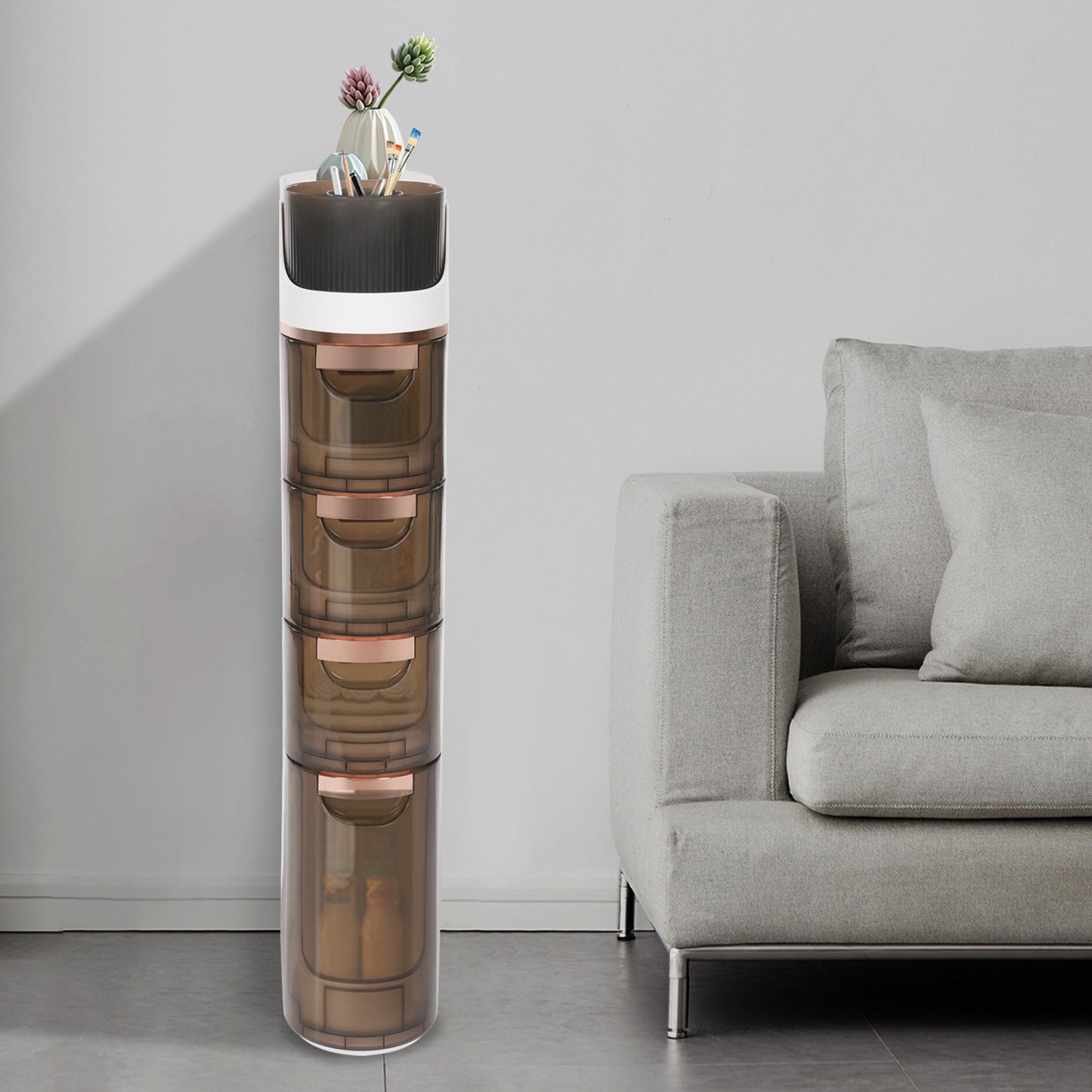 Smalle Opbergkast – Ladekast – Opbergkast – Organizer – Ladeblok – 4 Laden – Transparante Fronten – Extra Grote Tissue Opening – Compact Ruimtebesparend – Duurzaam Plastic