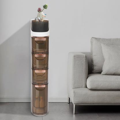 Smalle Opbergkast – Ladekast – Opbergkast – Organizer – Ladeblok – 4 Laden – Transparante Fronten – Extra Grote Tissue Opening – Compact Ruimtebesparend – Duurzaam Plastic