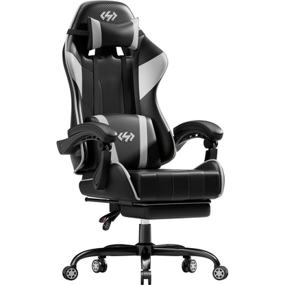 Gamingstoel – Gamestoel – Game Stoel – Gaming Chair – Bureaustoel – Verstelbare Rugleuning 90°-135° – Voetensteun Met Pocketvering