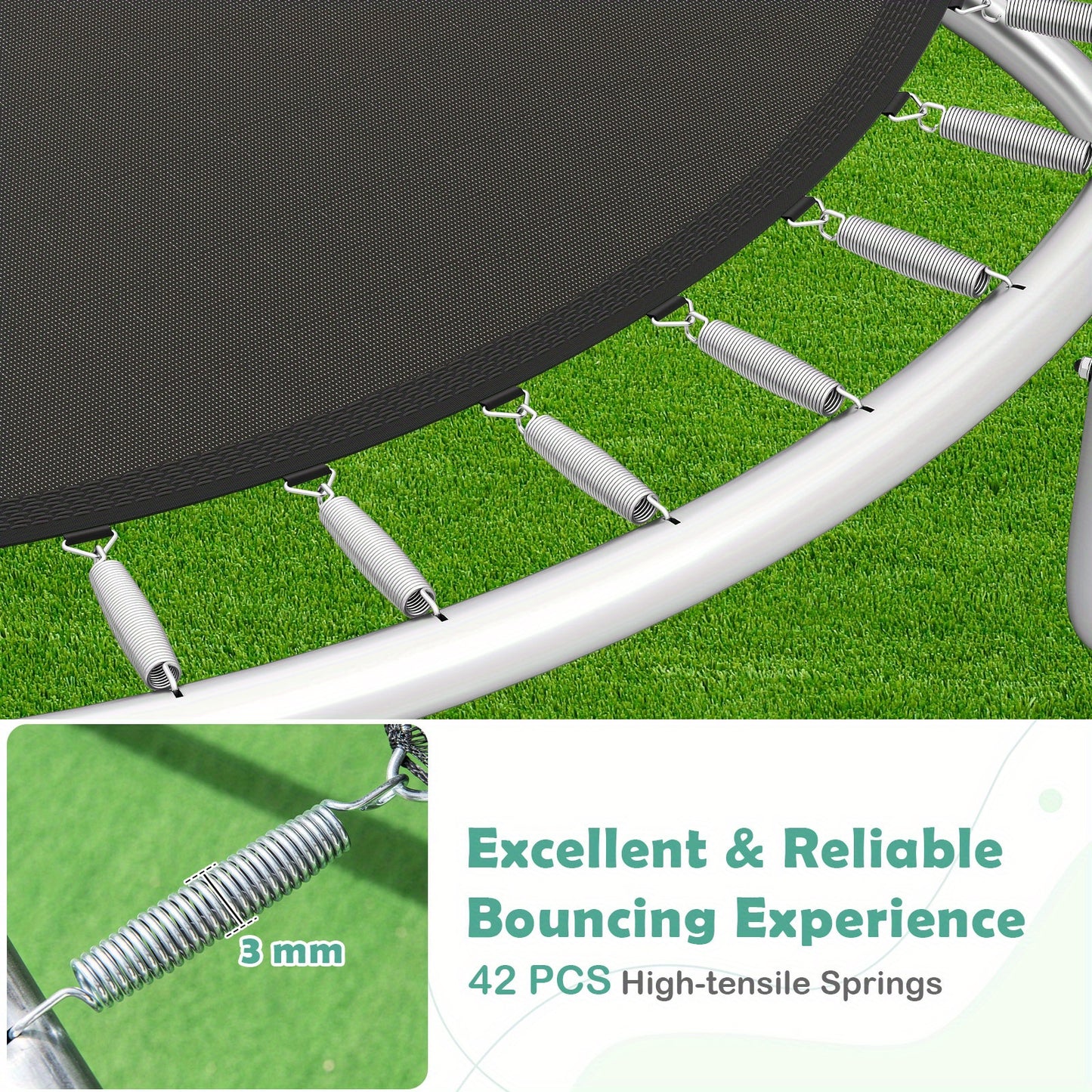 Trampoline – Springmat – Tuintrampoline – Speelplaats – Kindertrampoline – Rond – Veiligheidsnet – Ladder – Windbestendig Frame – Gevoerde Veerbescherming