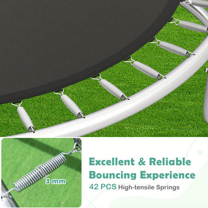 Trampoline – Springmat – Tuintrampoline – Speelplaats – Kindertrampoline – Rond – Veiligheidsnet – Ladder – Windbestendig Frame – Gevoerde Veerbescherming