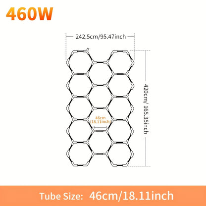 Hexagon Garage Lamp – Werkplaatsverlichting – Industrieel Plafondlicht – LED Buislamp – Modern Design – 8W – Aluminium Behuizing