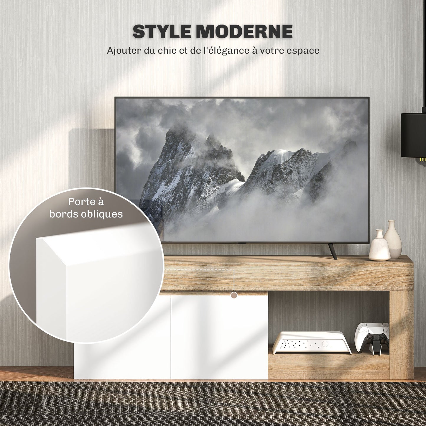 Tv Meubel – Televisiekast – Tv Kast – Mediameubel – Dressoir – Natuurlijke Houtlook – 140x40x48 cm – Zonder Elektriciteit