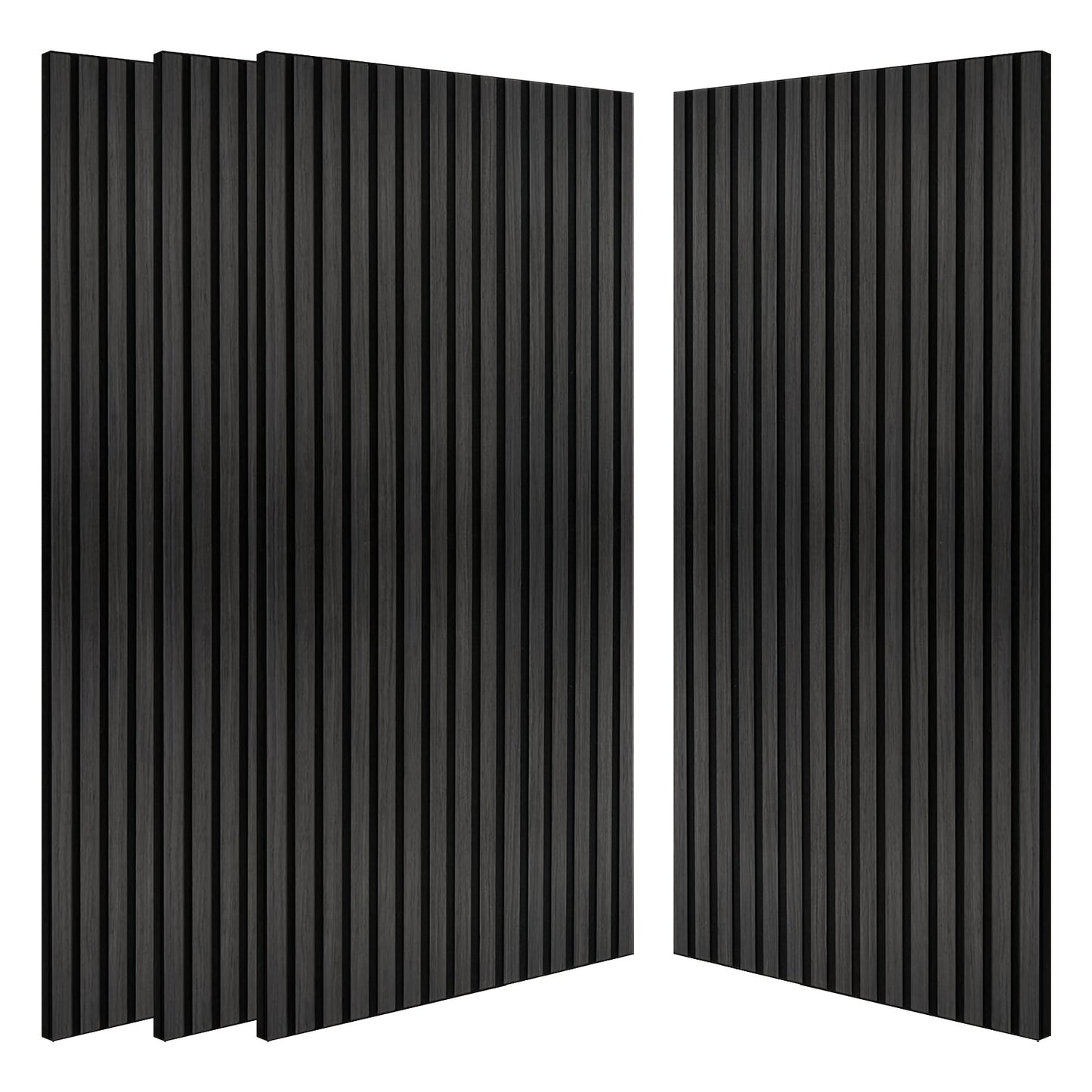 4pcs EUNEWR Black Wood Wall Panels, 47, 5.08cm x 23, 157.48cm - Sound Absorbing, Diffusion Panels for Home Office & Cinema, PVC Material, 20kg/m²-25kg/m² Density, Easy Installation with Adhesive Strips, Soundproof Wall Pane