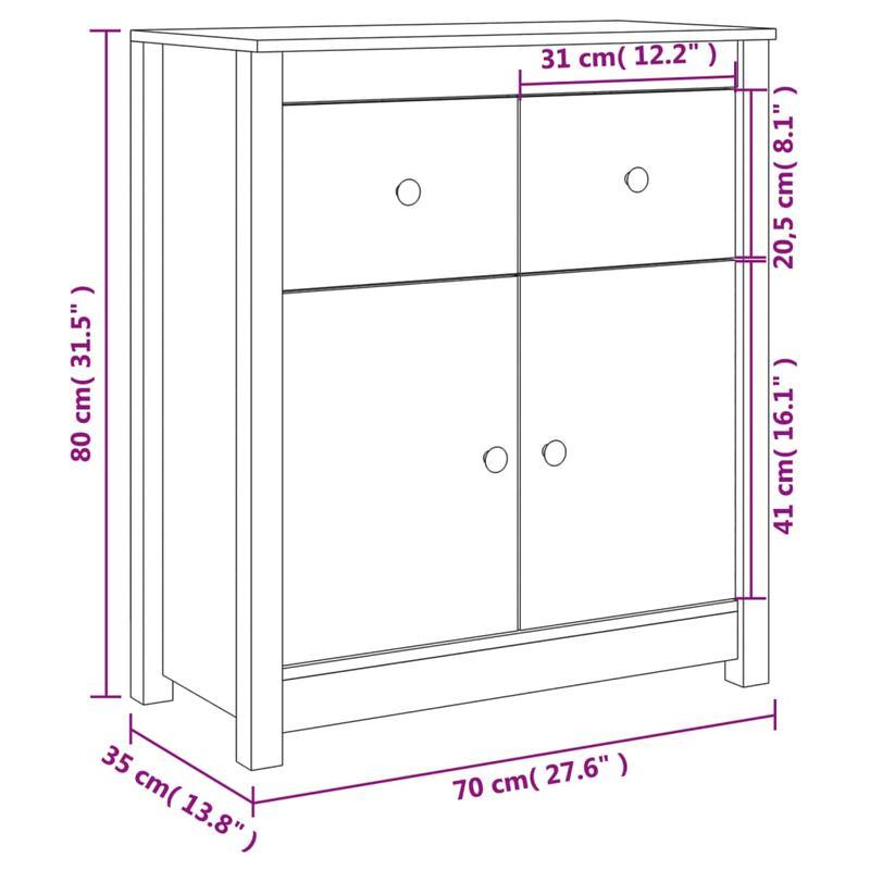 White Sideboard 70x35x80cm in Solid Pine Wood Removable and durable, Console Table Formal Wood, Entryway Storage Solution, Removable Shelf Furniture, Pine Wood Sideboard, Clean Line Furniture, Quality Woodworking, Durable Woo
