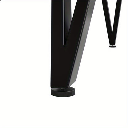 Ronde Eettafel – Rond Tafeltje – Keukentafel – Eetkamertafel – Tafel Rond – Marmerlook MDF Blad – Zwart Metalen A-Poot – 100 cm Compact Design – Stevig & Onderhoudsvriendelijk